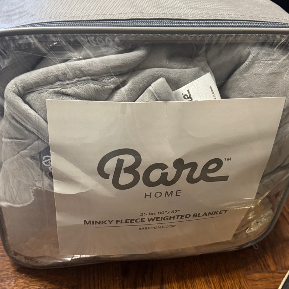 Bare Home Gray Minky Fleece Weighted Blanket King Size 25lb (80” x 87”)